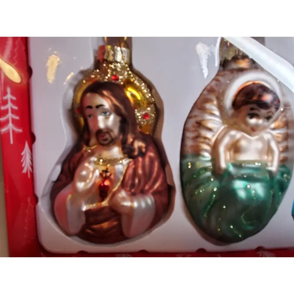 Ornament - Glass Blown Jesus and Mary